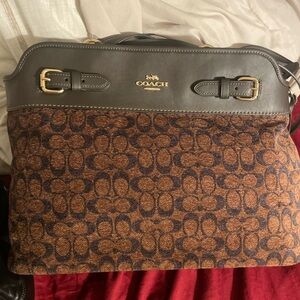 Coach Brown and Tan Signature Briefcase